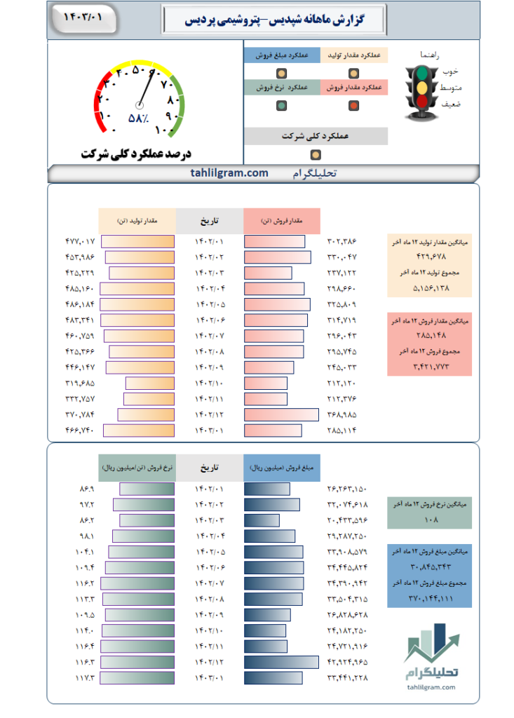 گزارش ماهانه شپدیس-پتروشیمی پردیس