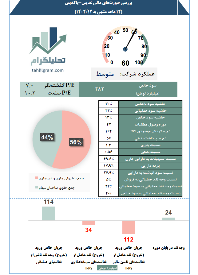 کدال تحلیل صورت مالی سهامیاب پاکدیس