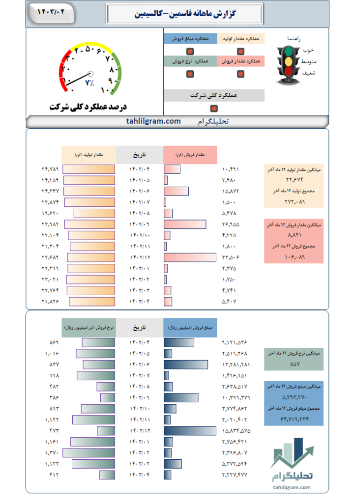 گزارش ماهانه فاسمین