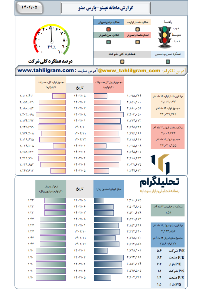 گزارش ماهانه منتهی به 1403/05 غپینو-پارس‌ مینو