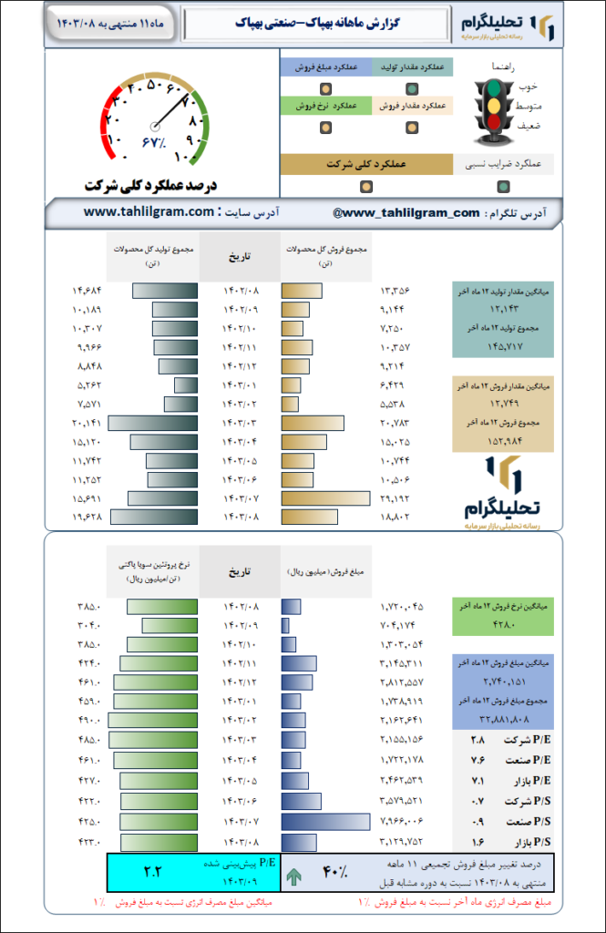 گزارش ماهانه منتهی به 1403/08 بهپاک-صنعتی بهپاک