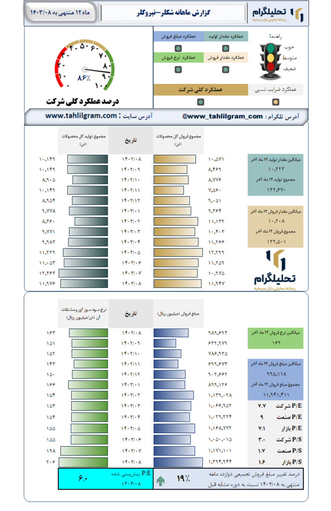 گزارش ماهانه منتهی به  1403/08 شکلر-نیروکلر
