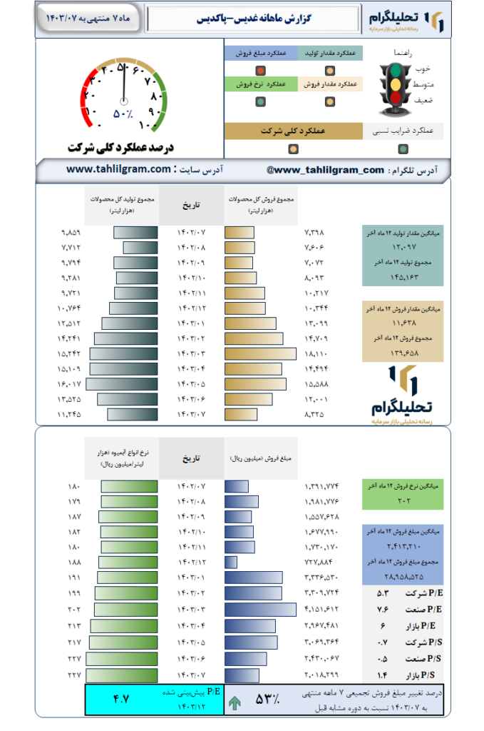 گزارش ماهانه منتهی به 1403/07 غدیس-پاکدیس
