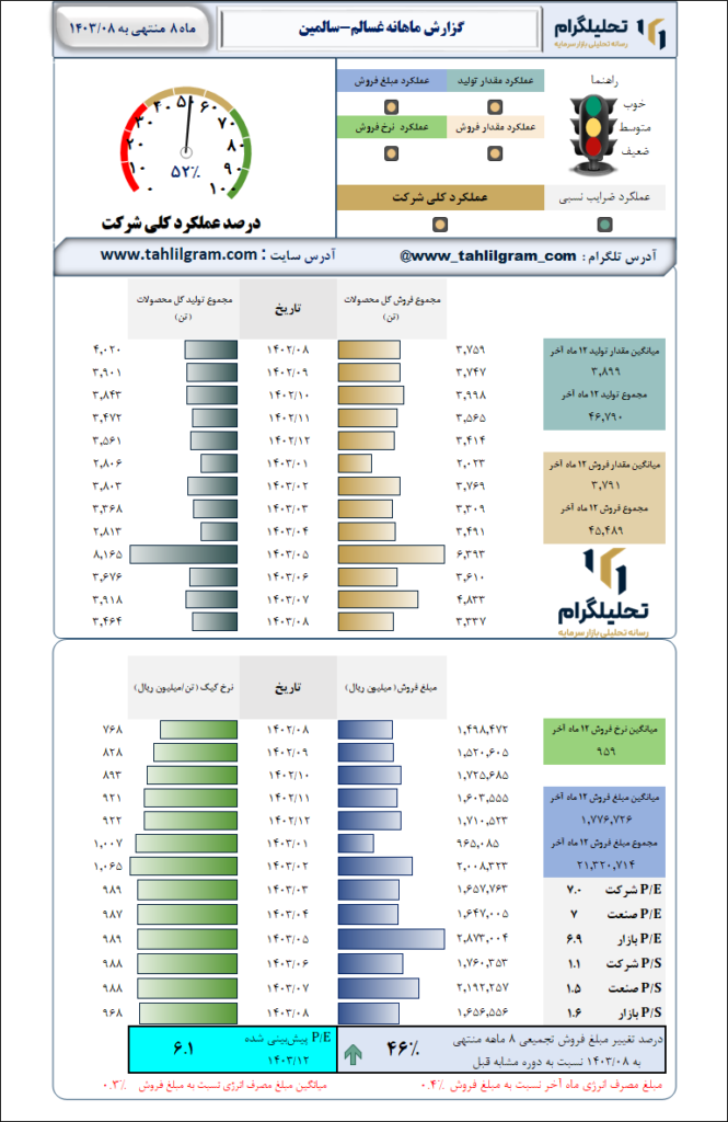 گزارش ماهانه منتهی به 1403/08 غسالم-سالمین‌
