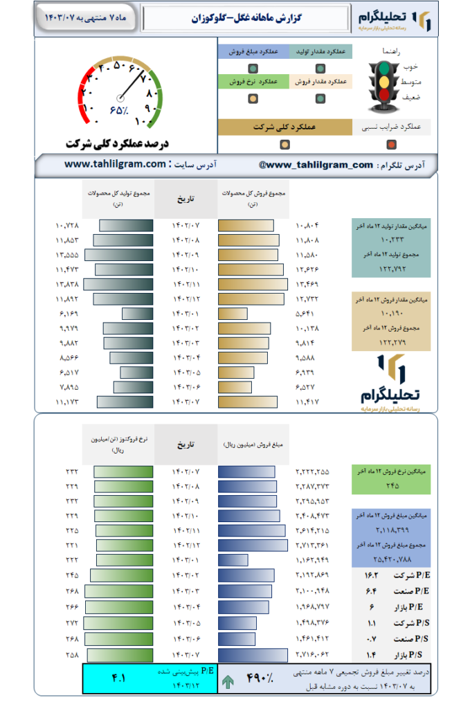 گزارش ماهانه منتهی به 1403/07 غگل-گلوکوزان‌
