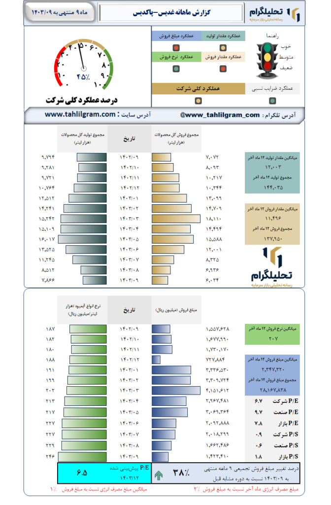 گزارش ماهانه منتهی به 1403/09 غدیس-پاکدیس
