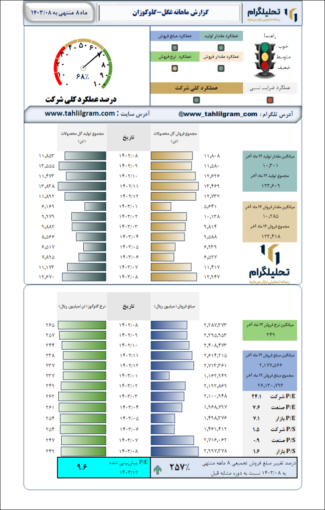 گزارش ماهانه منتهی به 1403/08 غگل-گلوکوزان‌
