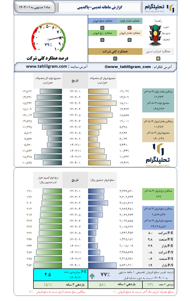 گزارش ماهانه منتهی به 1404/01 غدیس-پاکدیس