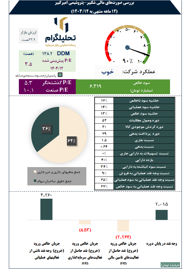 بررسی صورتهای مالی شکبیر-پتروشیمی امیرکبیر