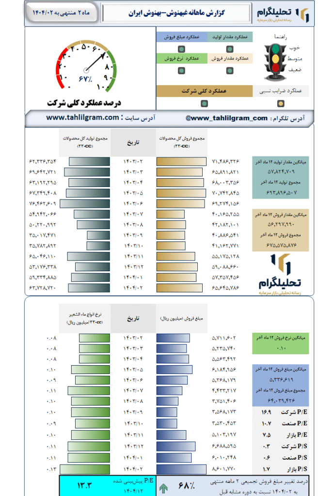 گزارش ماهانه منتهی به 1404/02 غبهنوش-بهنوش ایران