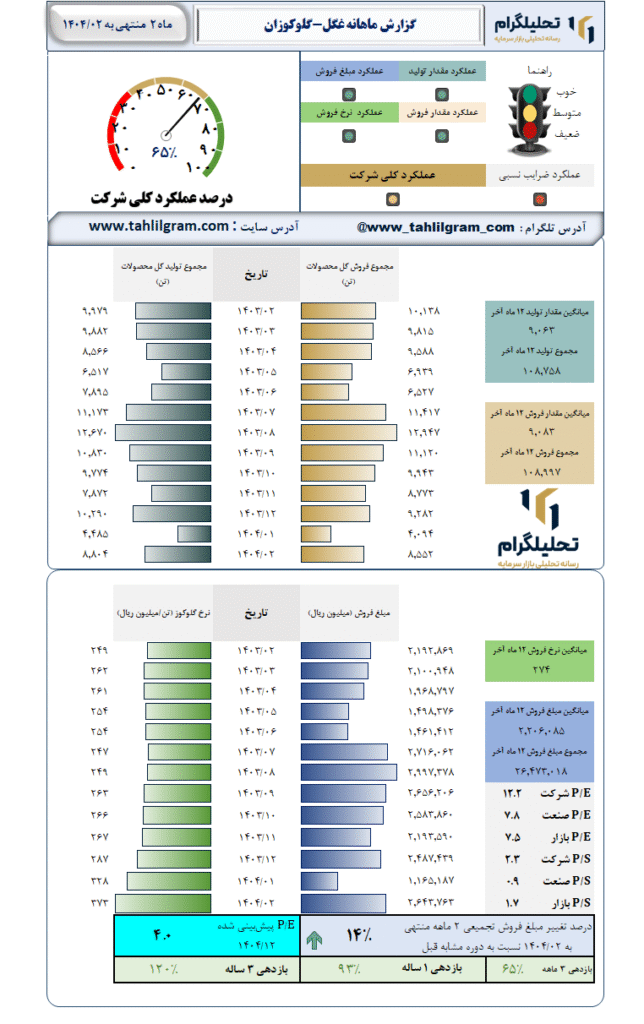 گزارش ماهانه منتهی به 1404/02 غگل-گلوکوزان
