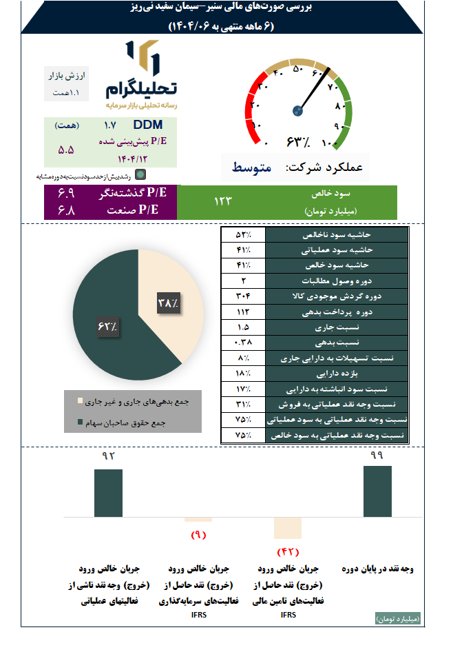 بررسی صورتهای مالی سنیر-سیمان سفید نیریز